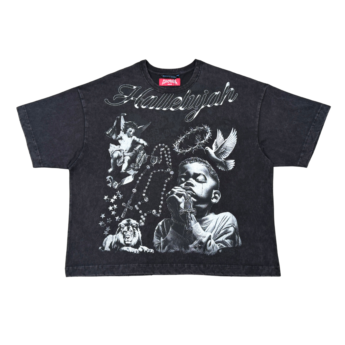Praying Boy Vintage Graphic Tee by VIERICHEPARIS, view 3