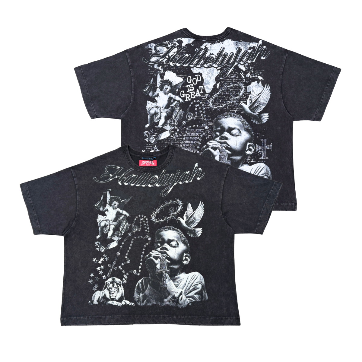 Praying Boy Vintage Graphic Tee by VIERICHEPARIS, view 6