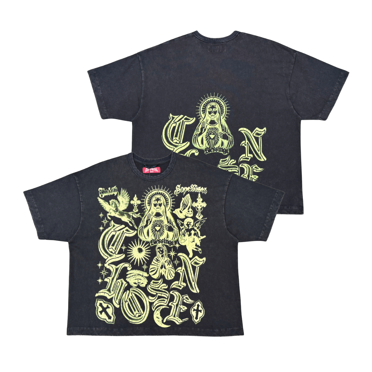 Blessings Neon Graphic Vintage Tee by VIERICHEPARIS, view 6