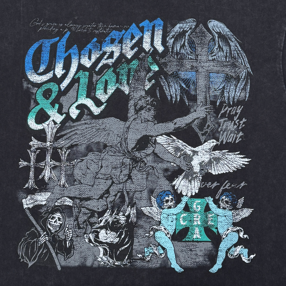 Chosen & Loved Vintage Angel Graphic Tee by VIERICHEPARIS, view 4
