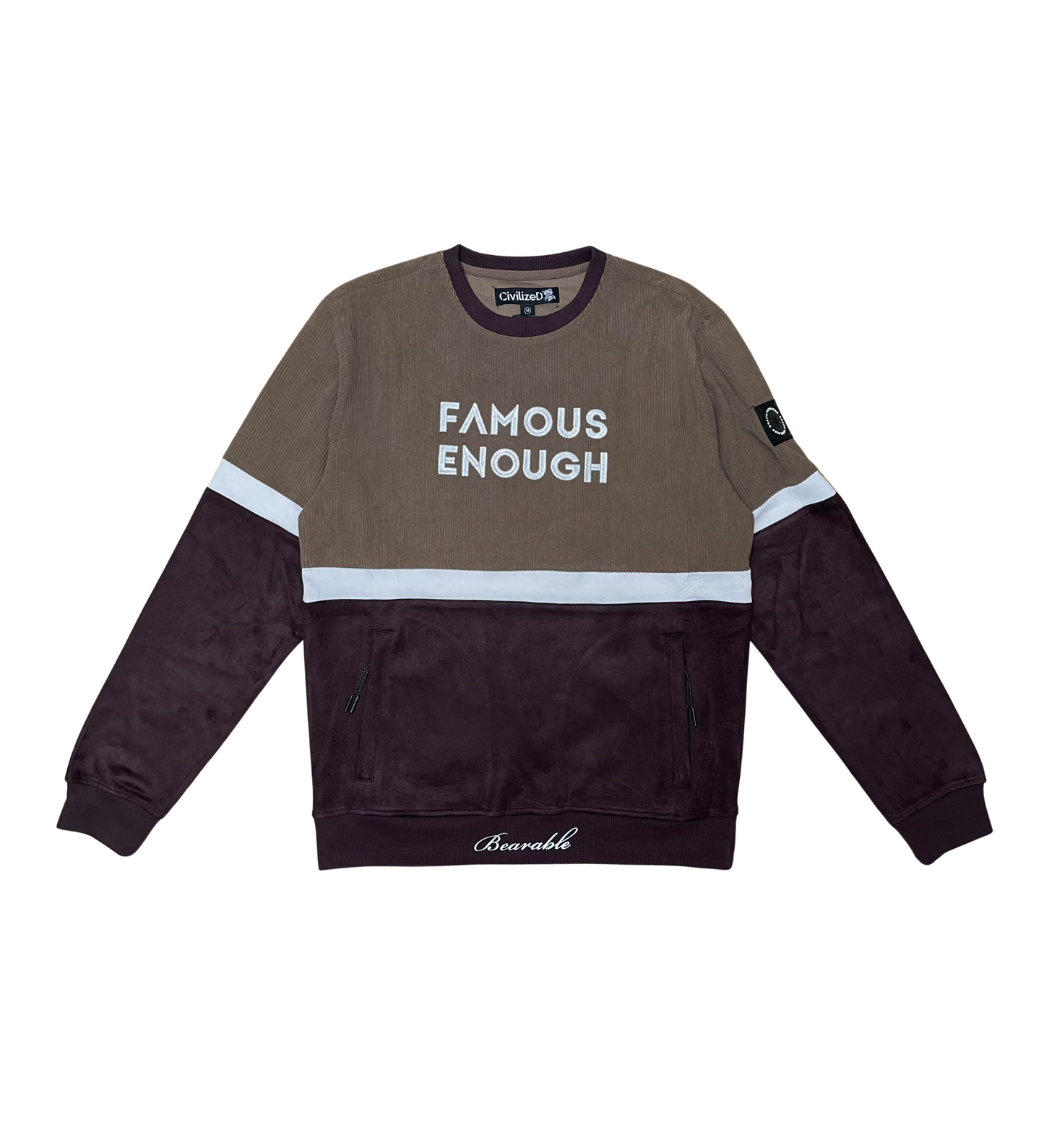 Velvet And Corduroy Mix Jogger Set - Grape | Civilized _2