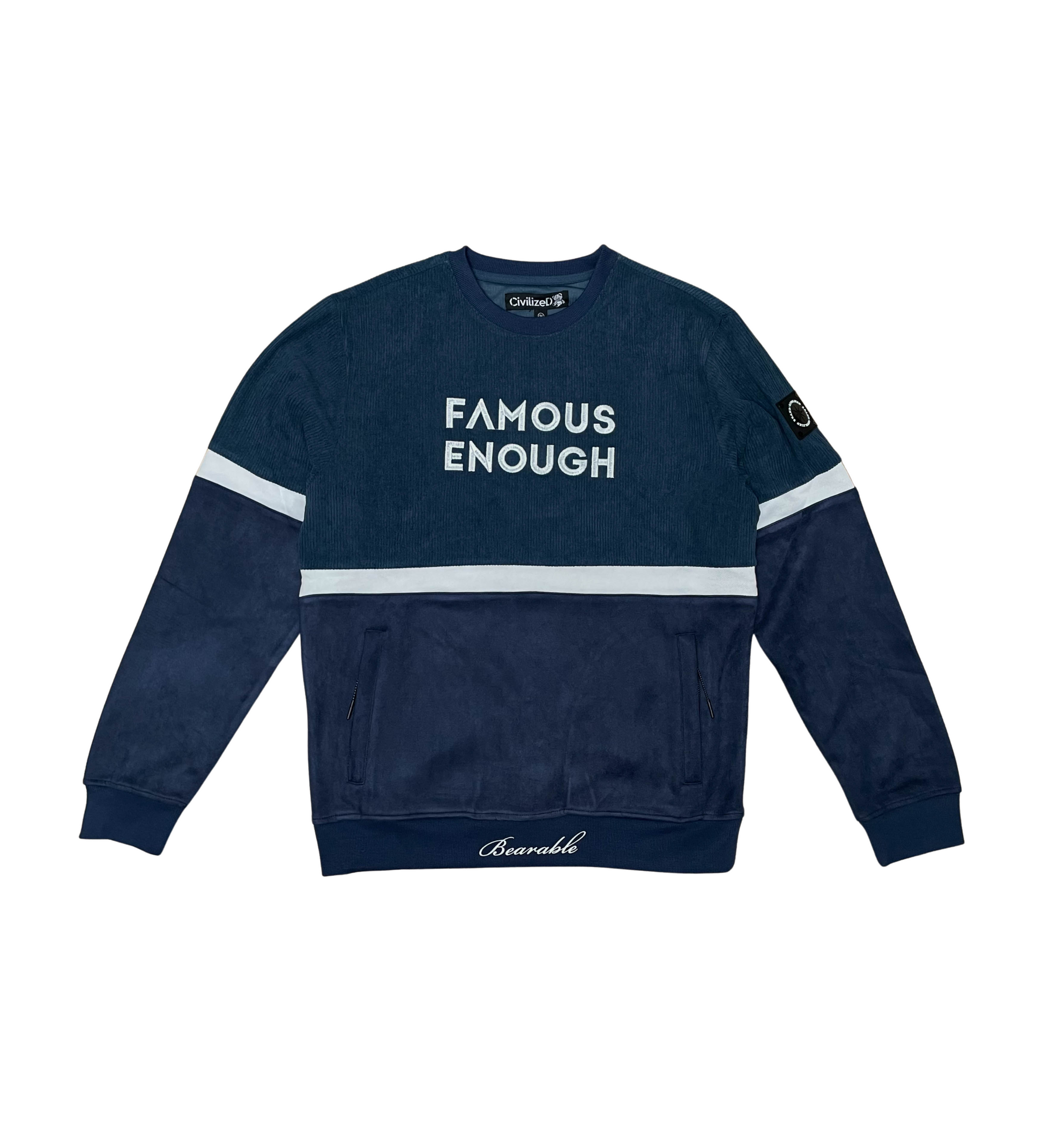 Velvet And Corduroy Mix Jogger Set - Navy | Civilized _9