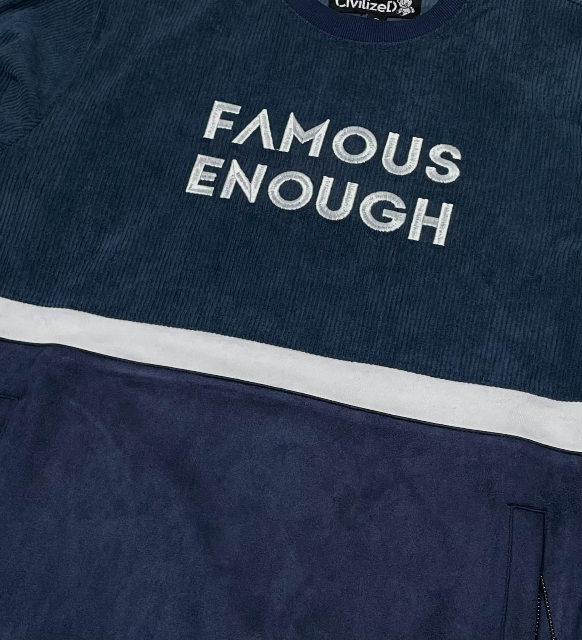 Velvet And Corduroy Mix Jogger Set - Navy | Civilized _11