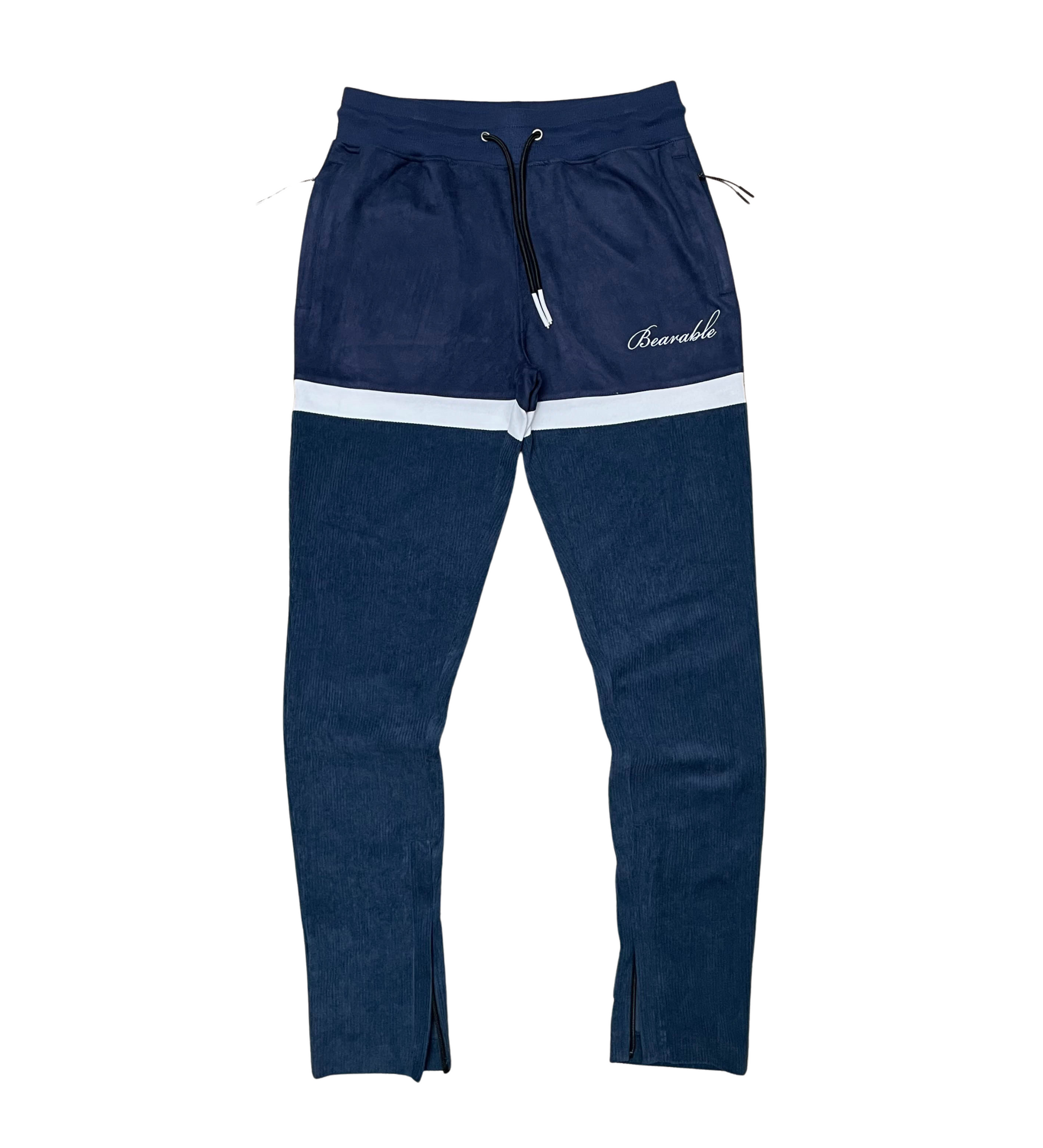 Velvet And Corduroy Mix Jogger Set - Navy | Civilized _12