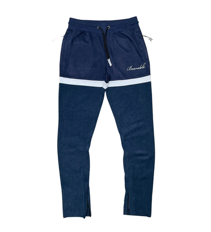 Velvet And Corduroy Mix Jogger Set - Navy | Civilized _12