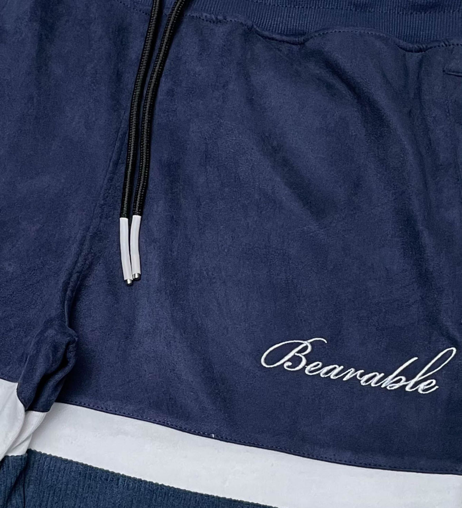 Velvet And Corduroy Mix Jogger Set - Civilized | Navy_14
