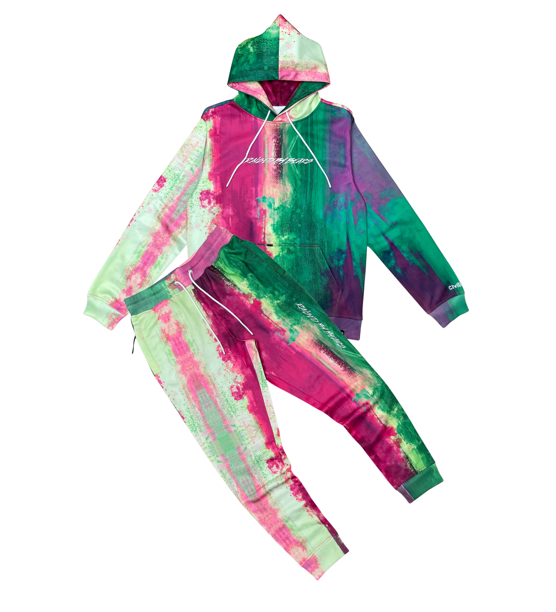 Raised By Bears Poly Tie Dye Jogger Set - Fuschia | Civilized _8