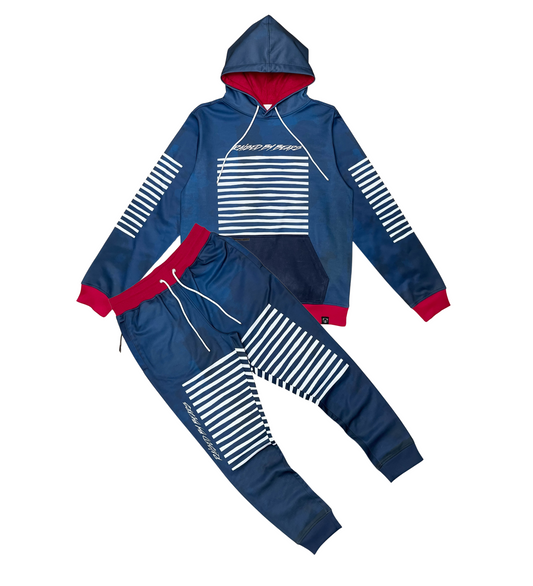 Raised By Bears Jogger Set W/ Suede Trim - Navy | Civilized _1