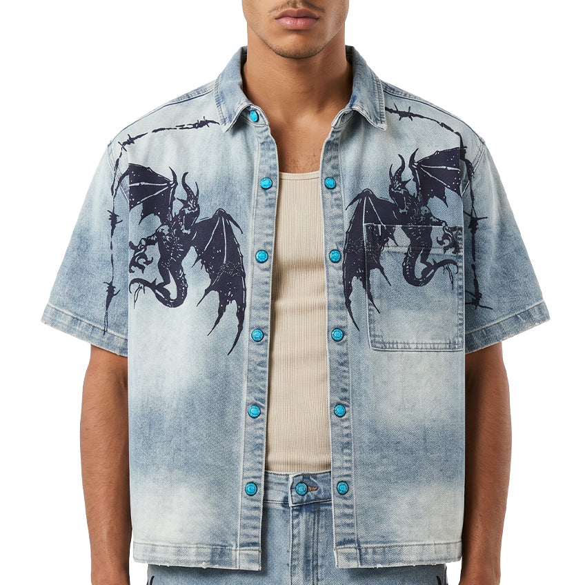 Dragon crest denim shirt by VIERICHEPARIS, view 1