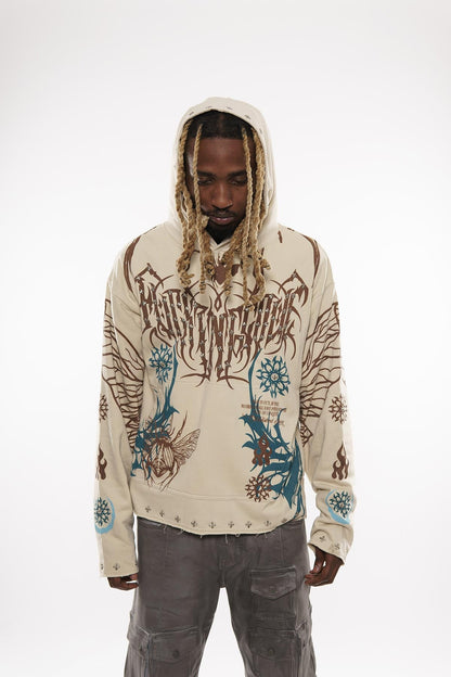 Atlas beetle pullover hoodie Cream by Dissorder - 3