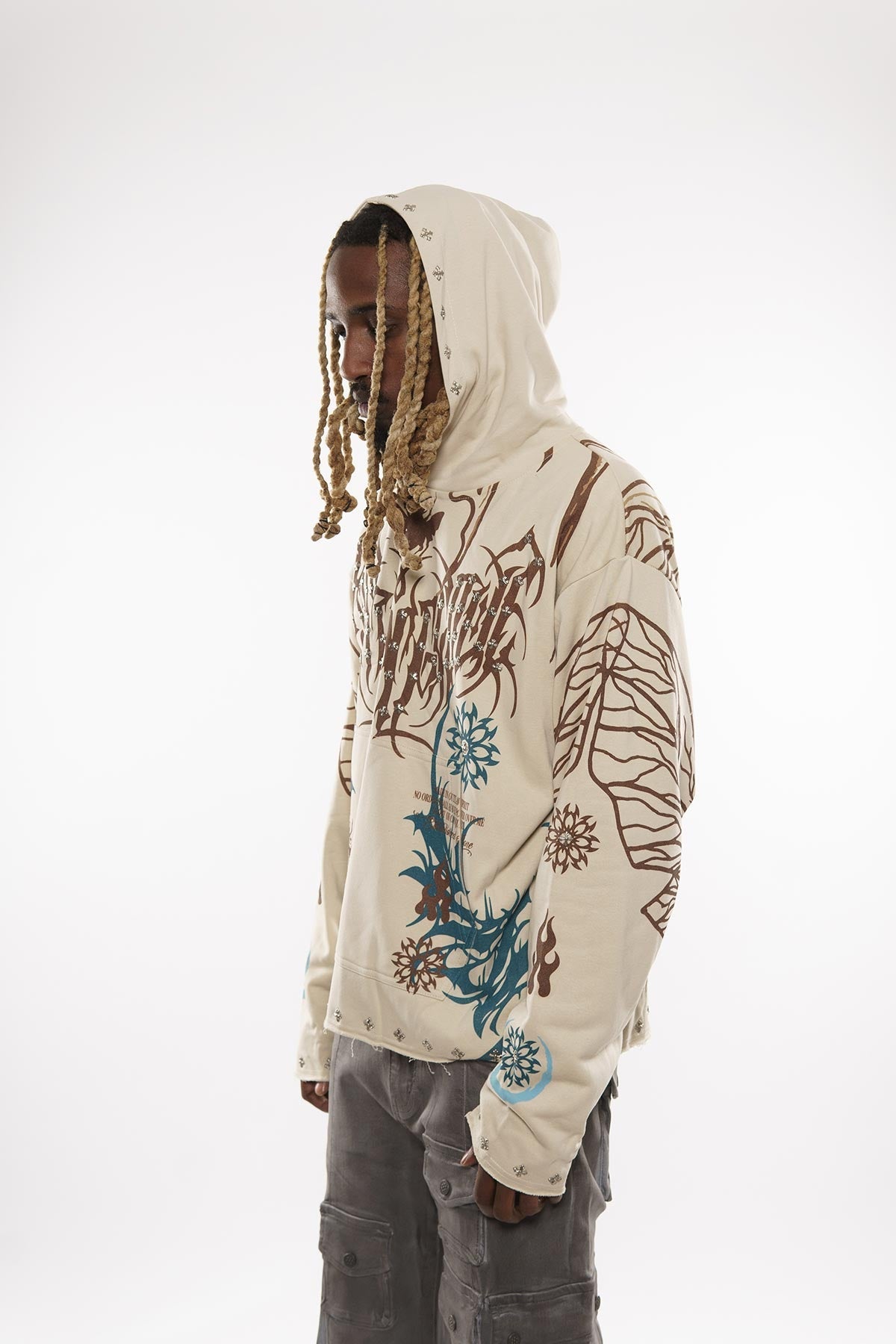 Atlas beetle pullover hoodie Cream by Dissorder - 4