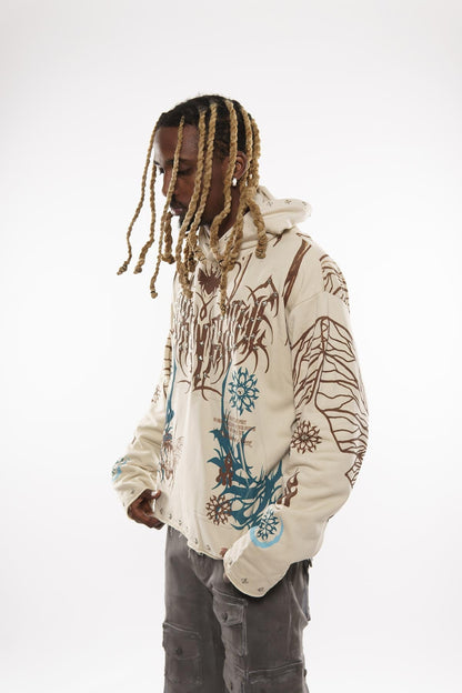 Atlas beetle pullover hoodie Cream by Dissorder - 5