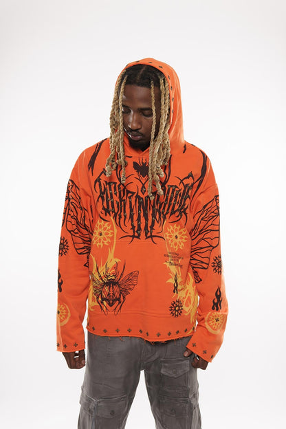 Atlas beetle pullover hoodie Orange by Dissorder - 4