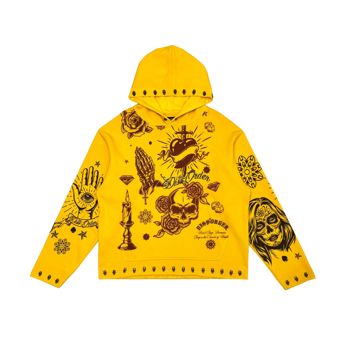 Praying hands pull over hoodie by Dissorder, view 1