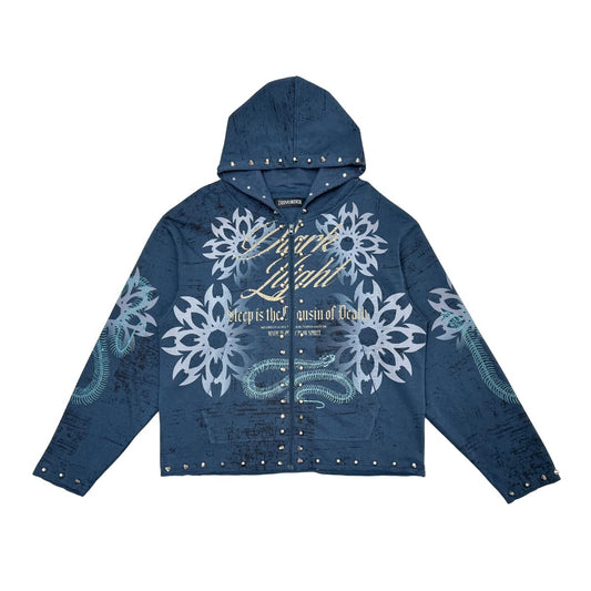 Sleep is the cousin of death zip up hoodie Indigo by Dissorder - 1