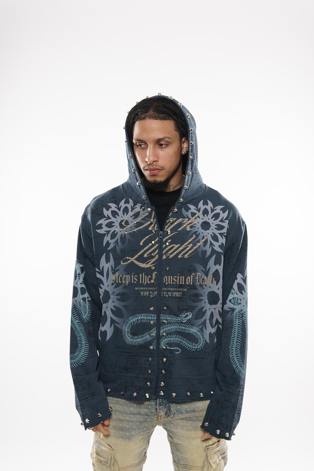 Sleep is the cousin of death zip up hoodie Indigo by Dissorder - 4