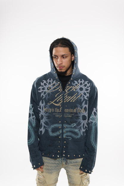 Sleep is the cousin of death zip up hoodie Indigo by Dissorder - 4