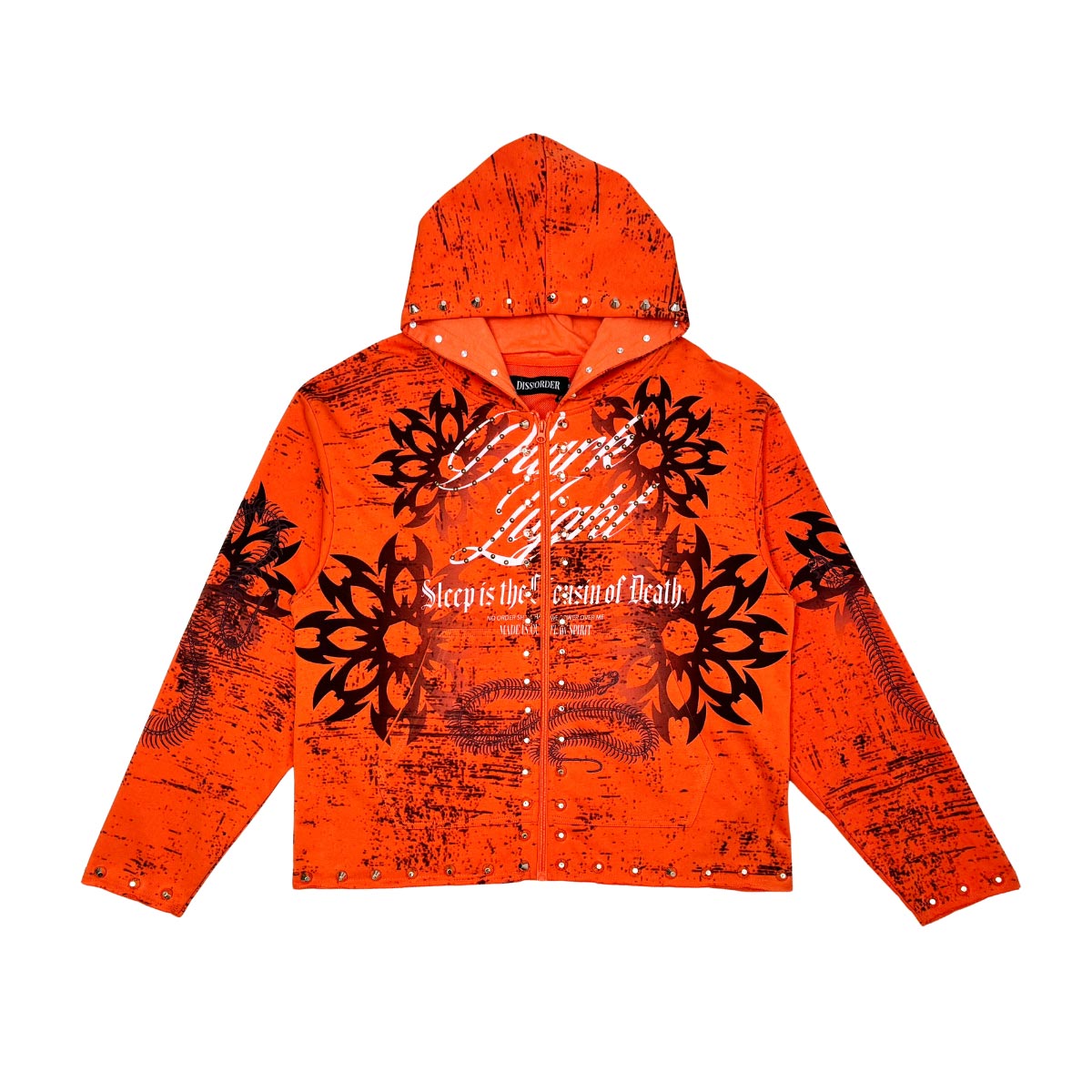 Sleep is the cousin of death zip up hoodie Orange by Dissorder - 1