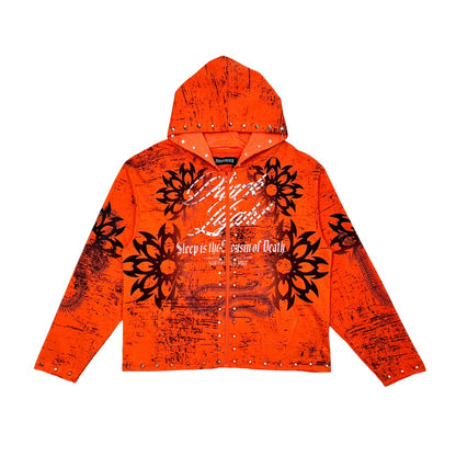 Sleep is the cousin of death zip up hoodie Orange by Dissorder - 1