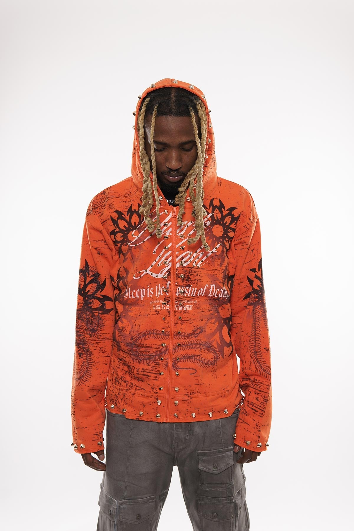 Sleep is the cousin of death zip up hoodie Orange by Dissorder - 3
