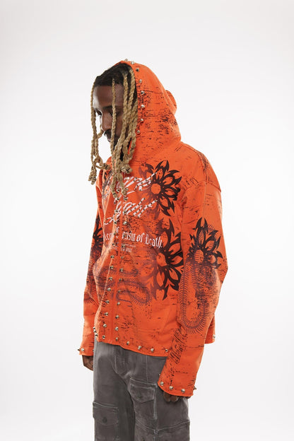 Sleep is the cousin of death zip up hoodie Orange by Dissorder - 4