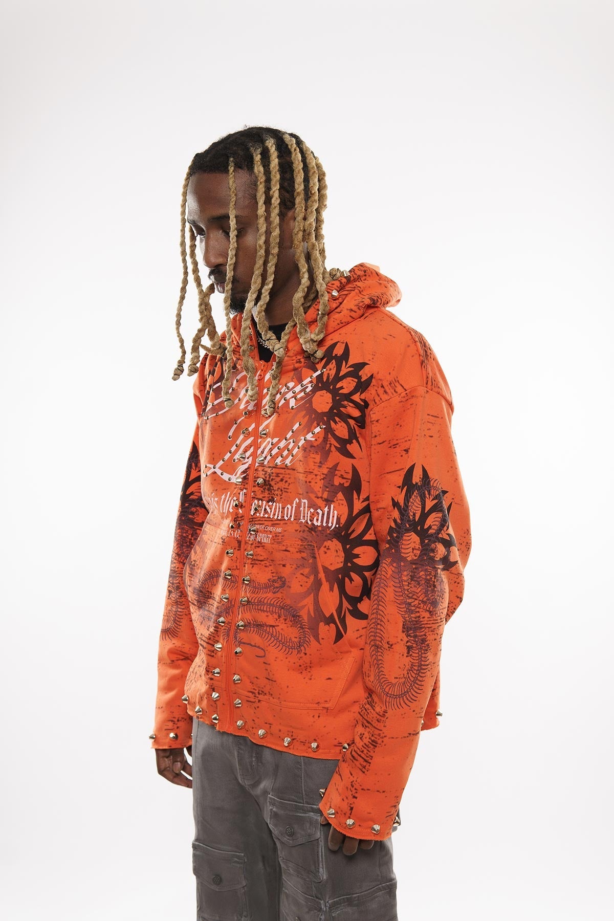 Sleep is the cousin of death zip up hoodie Orange by Dissorder - 5