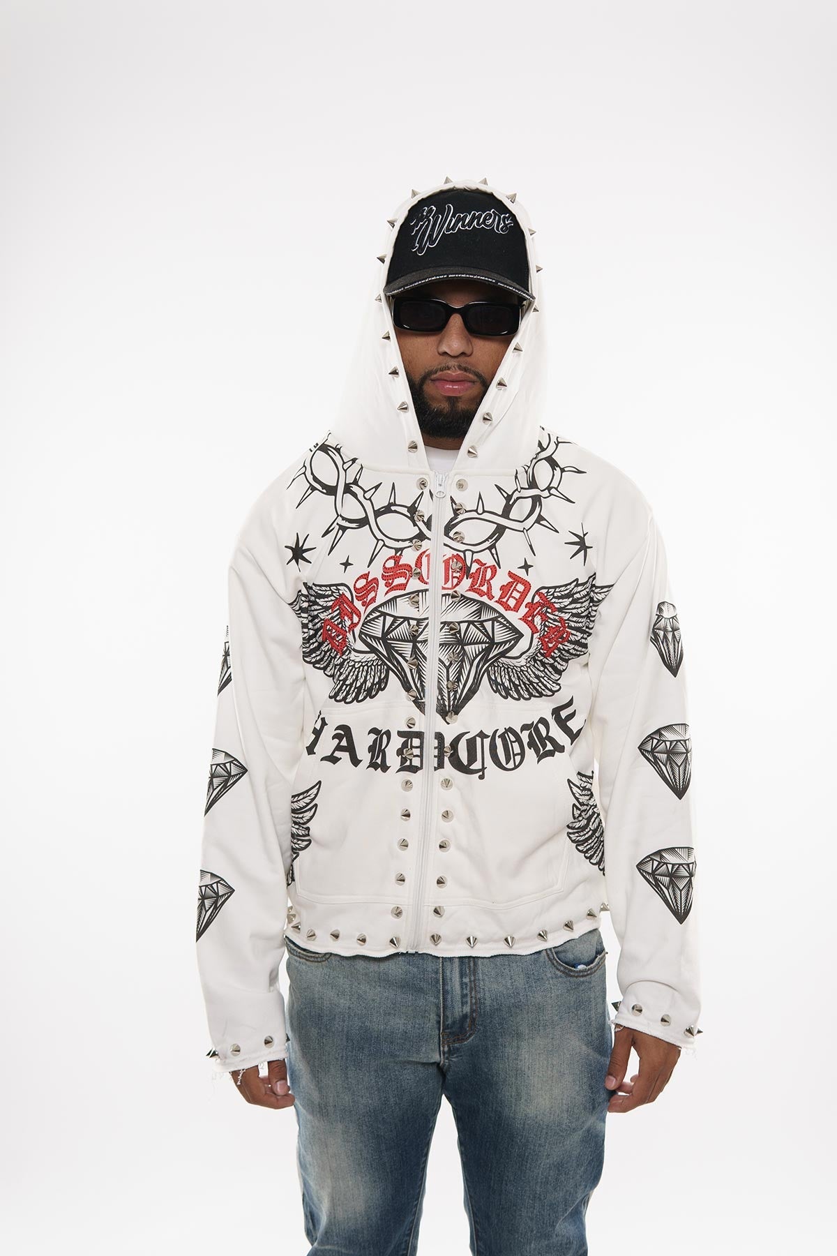 Hardcore zip up hoodie White by Dissorder - 4