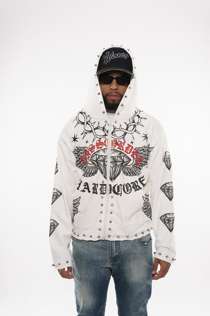 Hardcore zip up hoodie White by Dissorder - 4