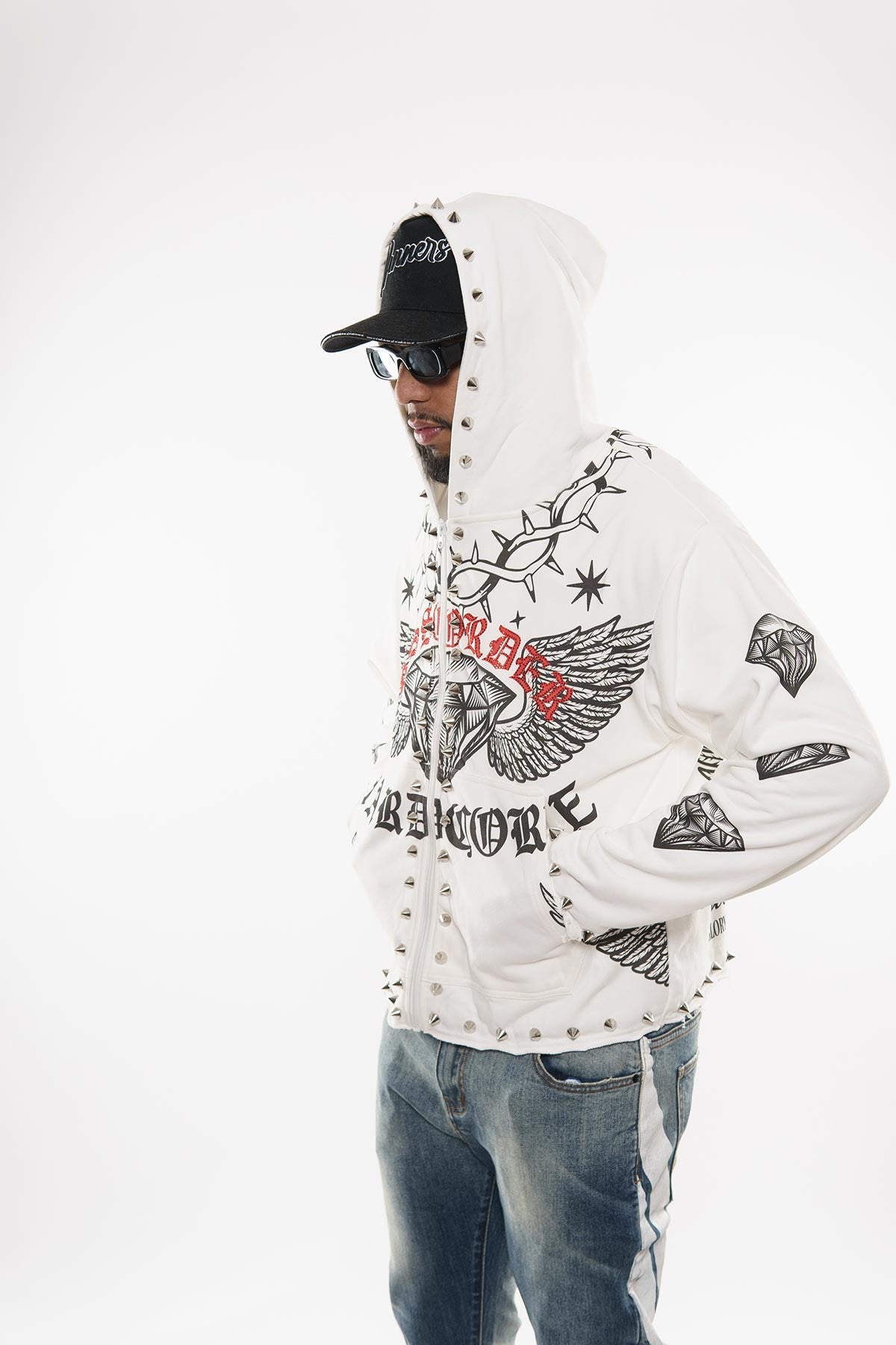 Hardcore zip up hoodie White by Dissorder - 5