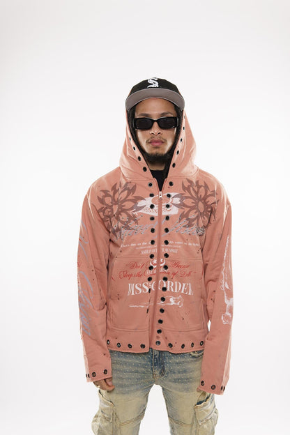 Don't sleep zip up hoodie Pink by Dissorder - 3