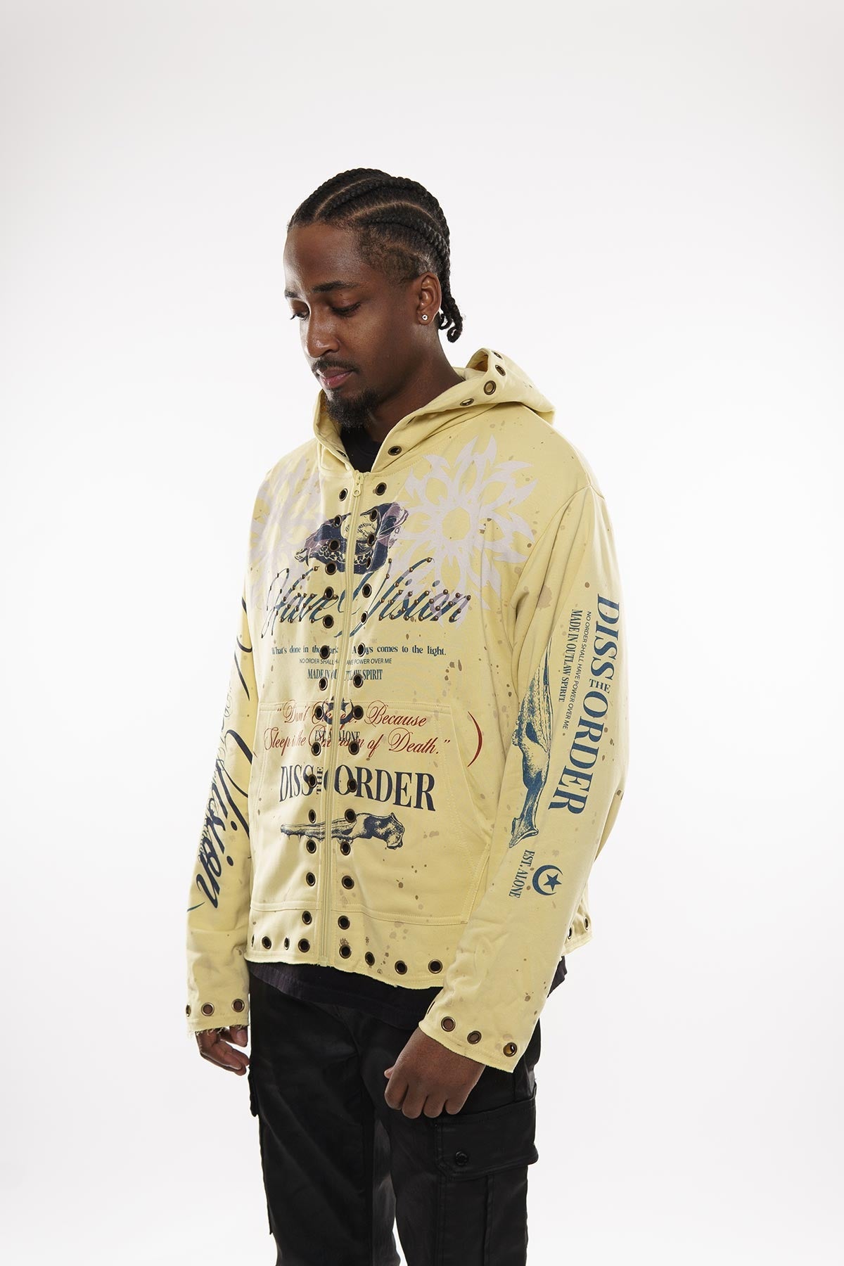 Don't sleep zip up hoodie Yellow by Dissorder - 2