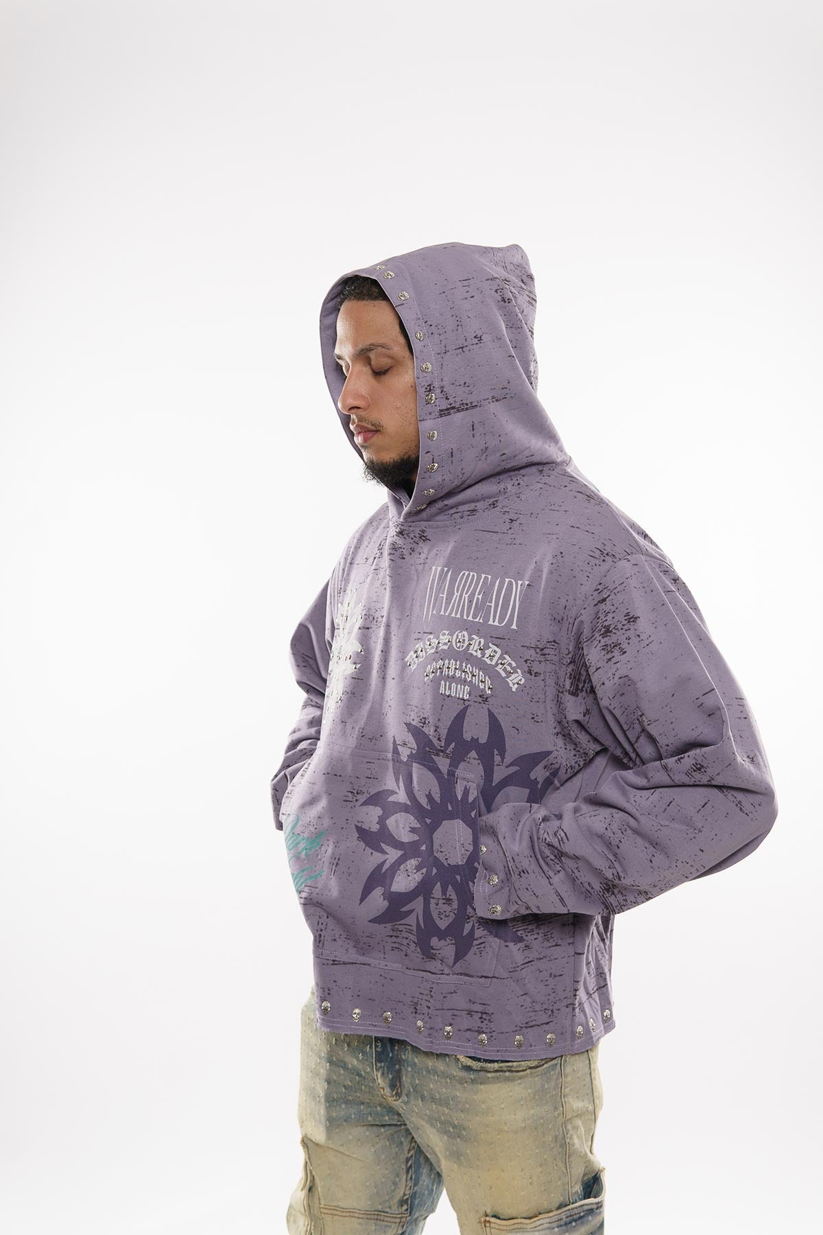 Warready pull over hoodie Lavender by Dissorder - 3