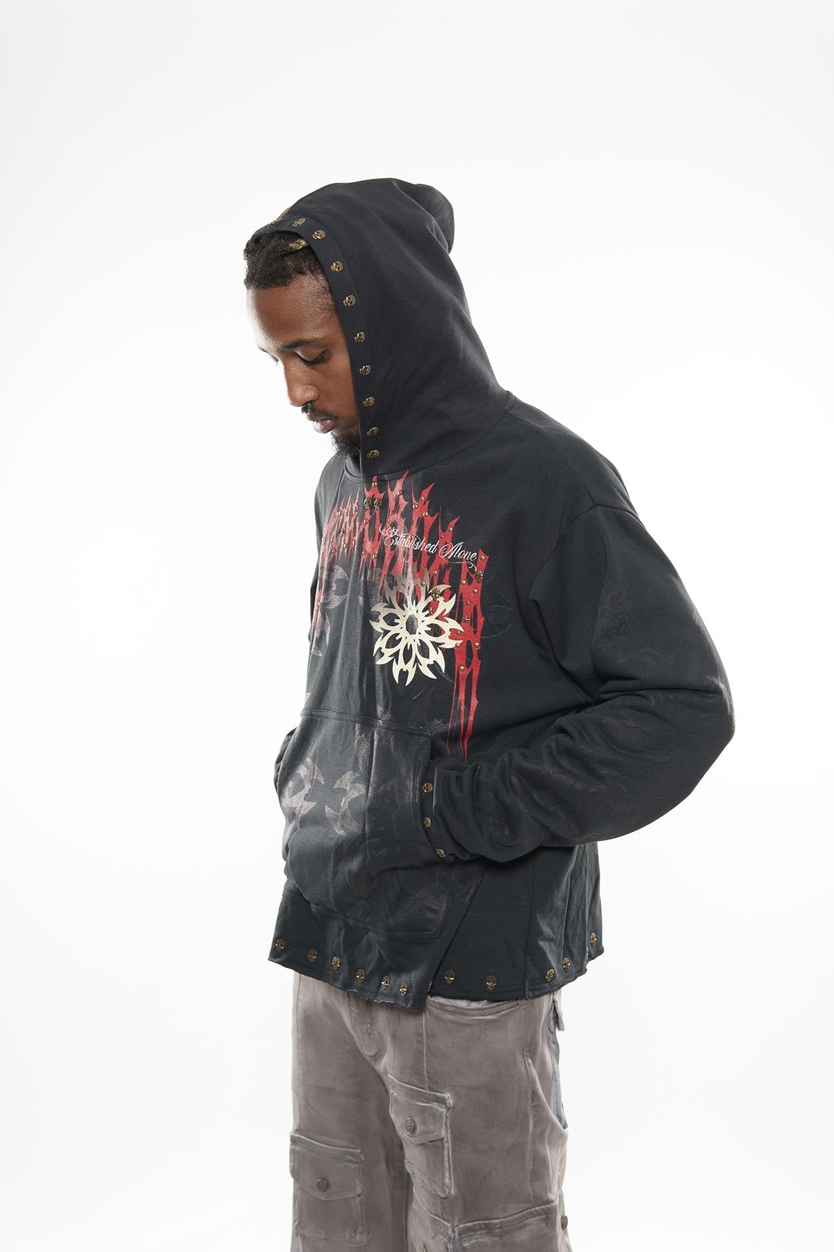 Guardian lion pull over hoodie by Dissorder, view 8