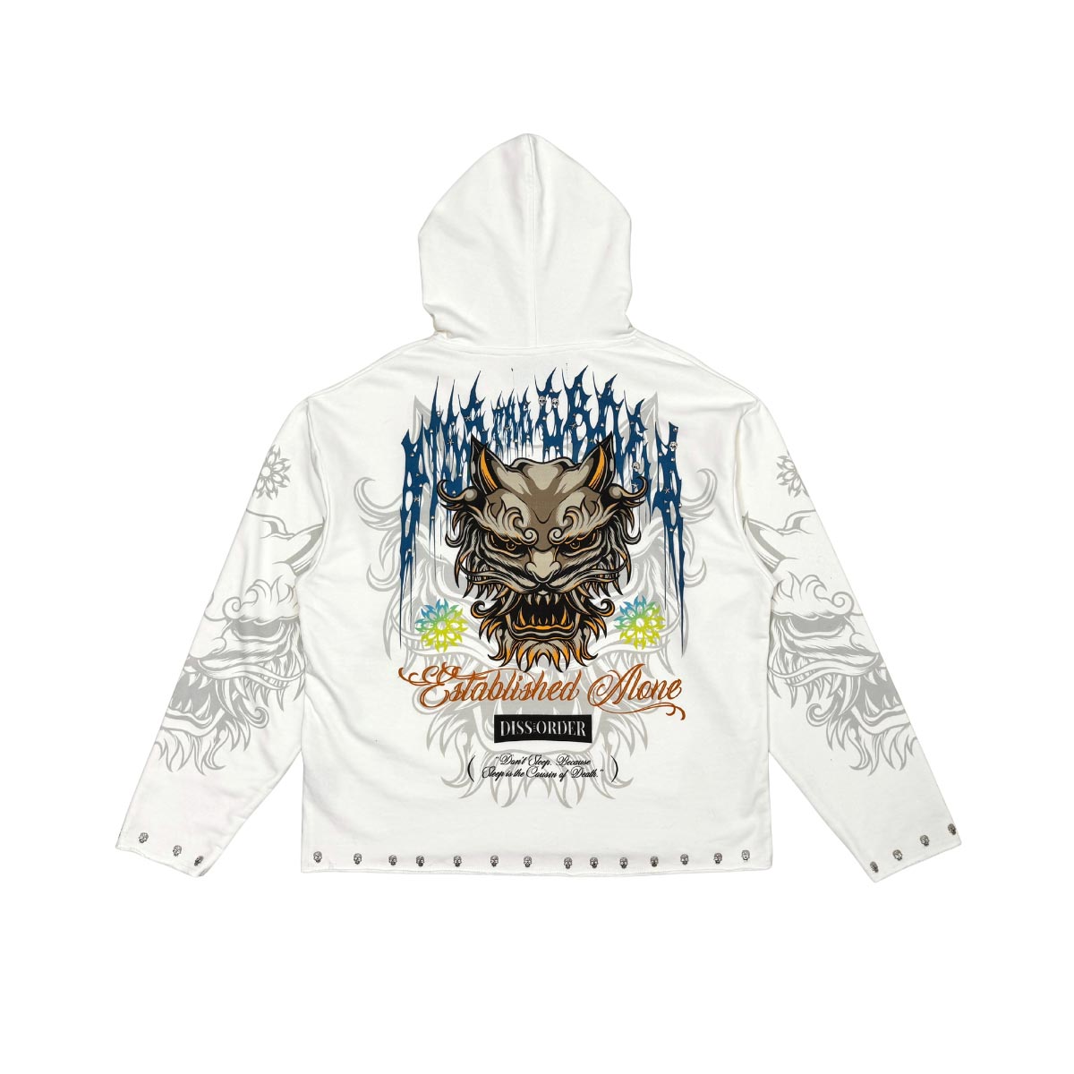 Guardian lion pull over hoodie by Dissorder, view 3