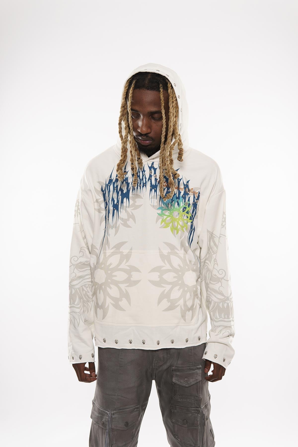 Guardian lion pull over hoodie Natural by Dissorder - 3