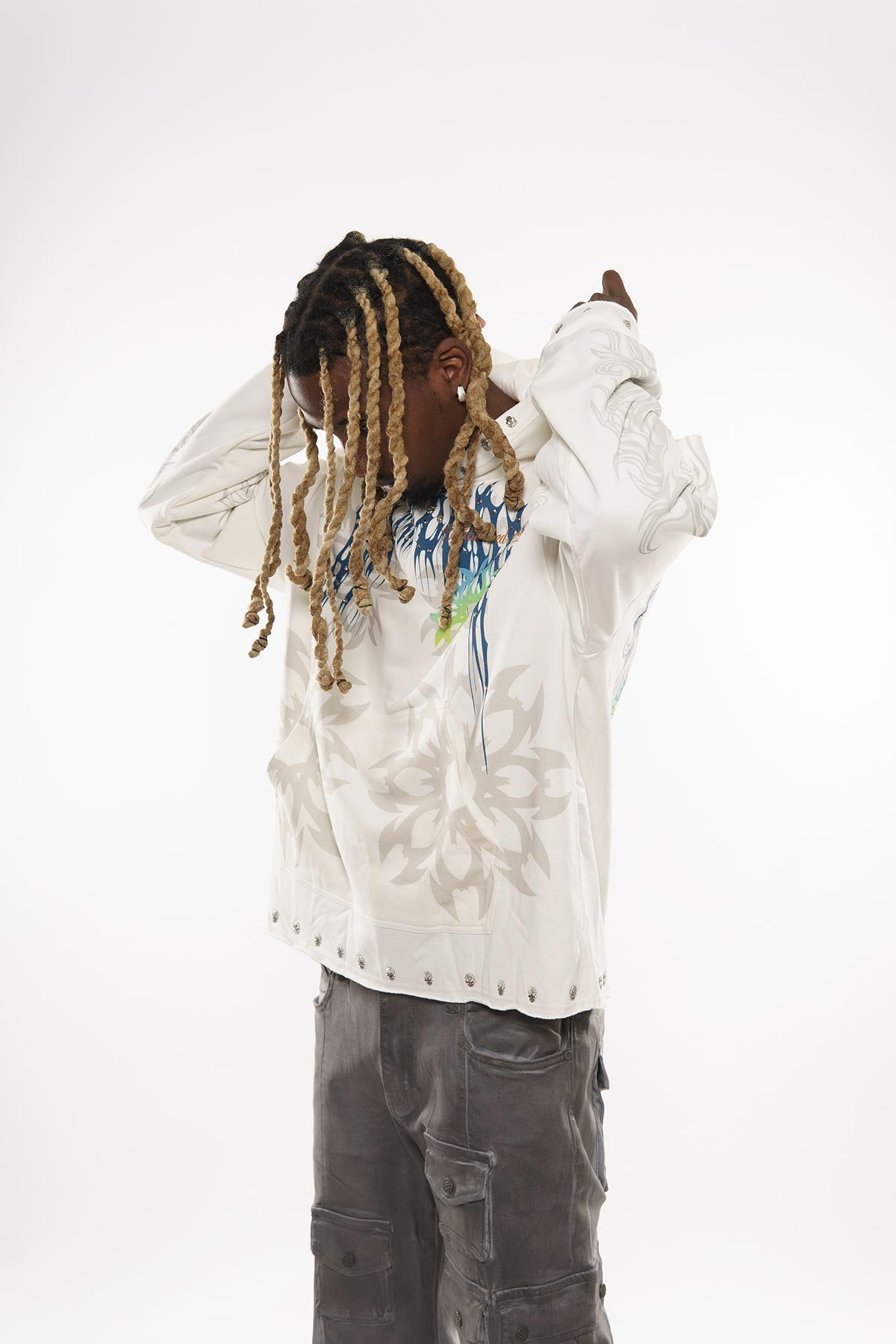 Guardian lion pull over hoodie by Dissorder, view 6
