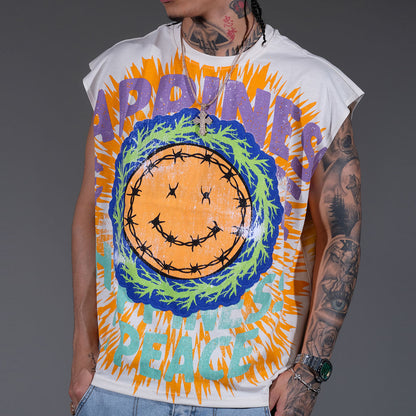 Peace & happiness sleeveless shirt Natural by Genuine - 1