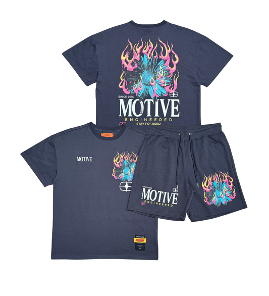 Motive engineered t shirt short set