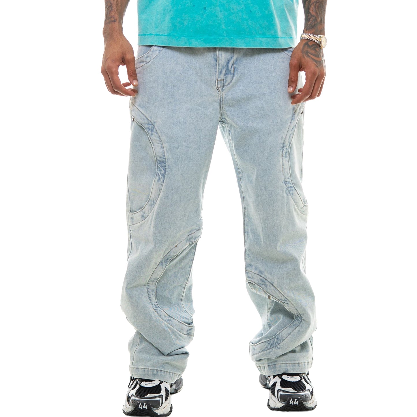 Baggy Round Pocket Denim Jeans