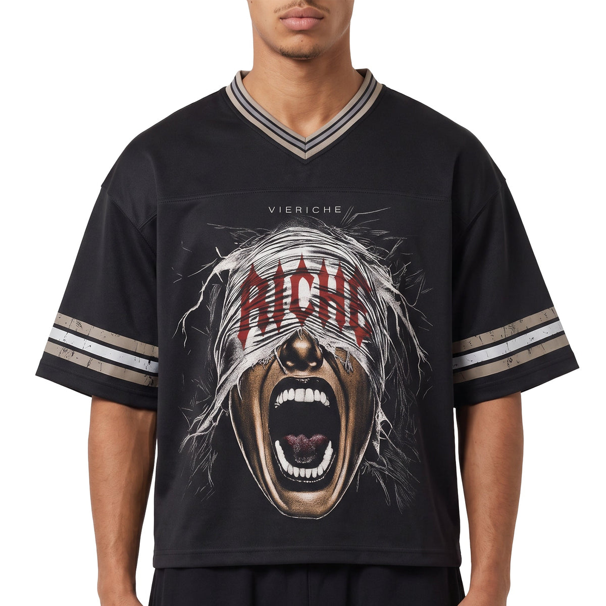 Night Scream Striped Soccer Jersey by Vie+Riche, view 1
