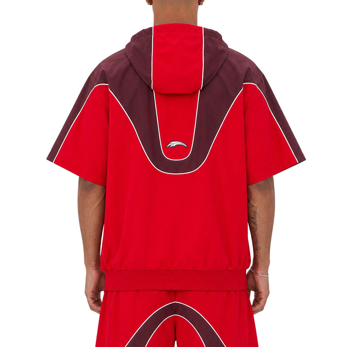 Wave hooded nylon short set by Crafted, view 2