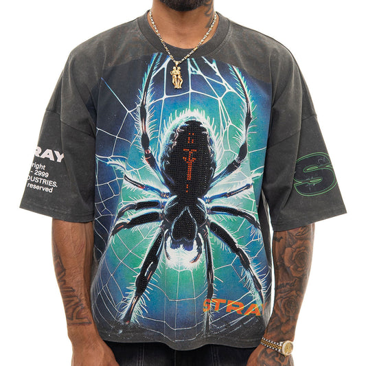 Stray spider wide & crop fit tee Charcoal by Stray - 1