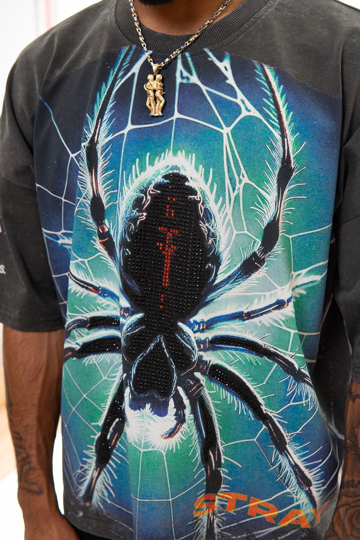 Stray spider wide & crop fit tee Charcoal by Stray - 4