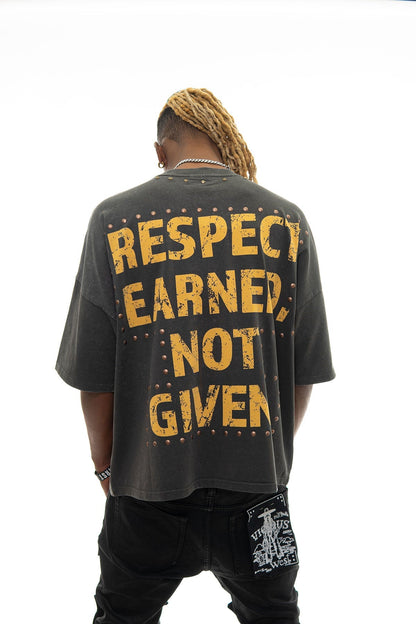 Stray respect earned wide & crop fit tee Charcoal by Stray - 2