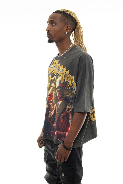 Stray respect earned wide & crop fit tee Charcoal by Stray - 3