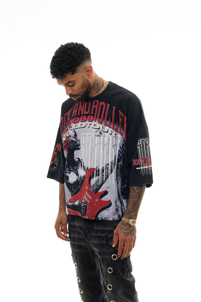 Stray rock n roller 3/4 sleeve tee Black by Stray - 3