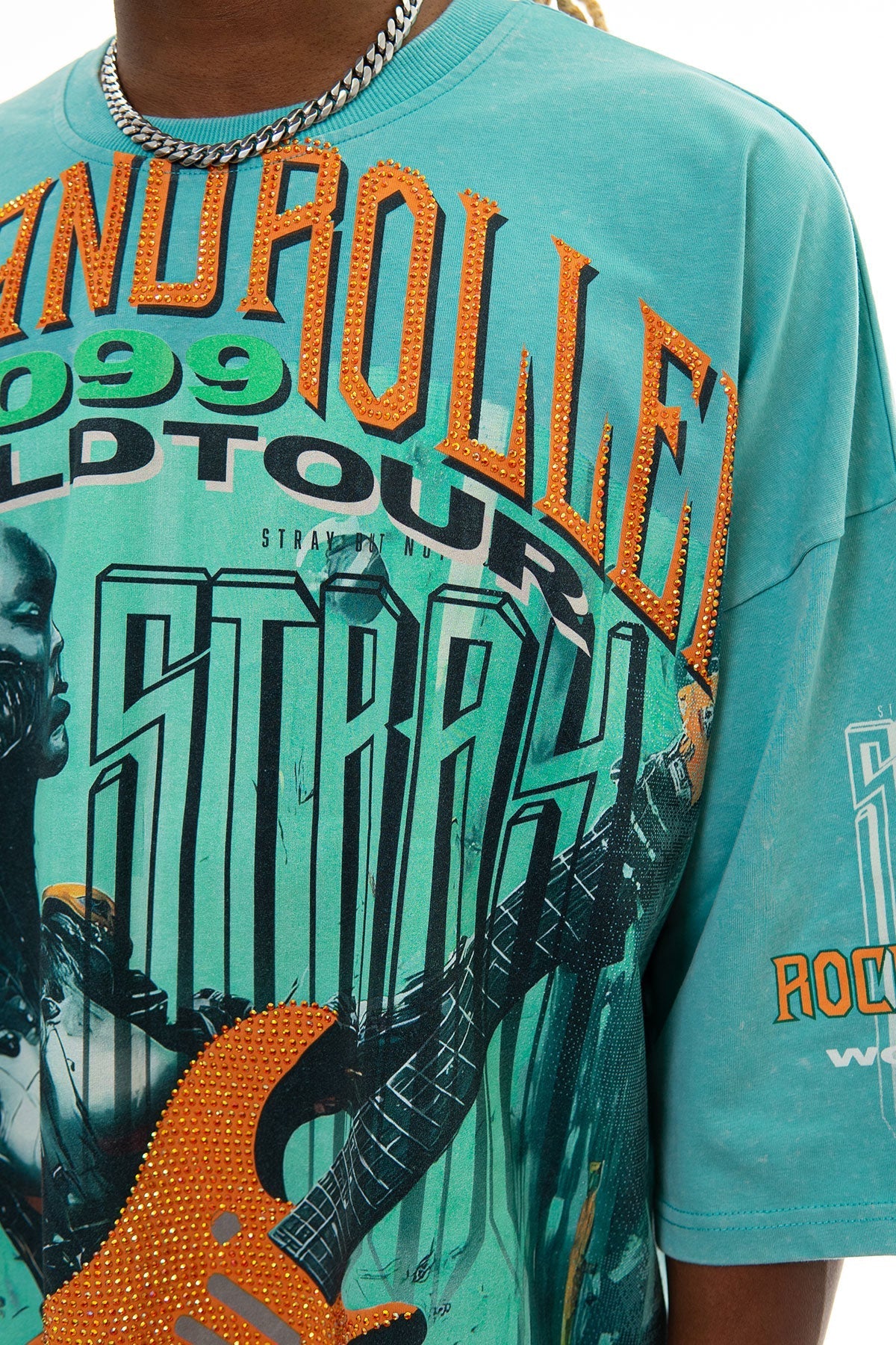 Stray rock n roller 3/4 sleeve tee Teal by Stray - 4