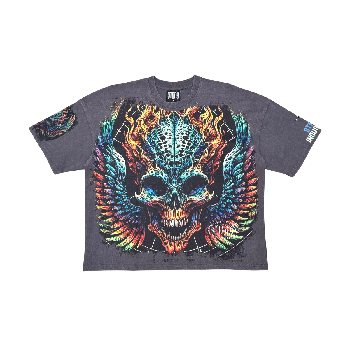 Burning skull tshirt by Stray, view 3