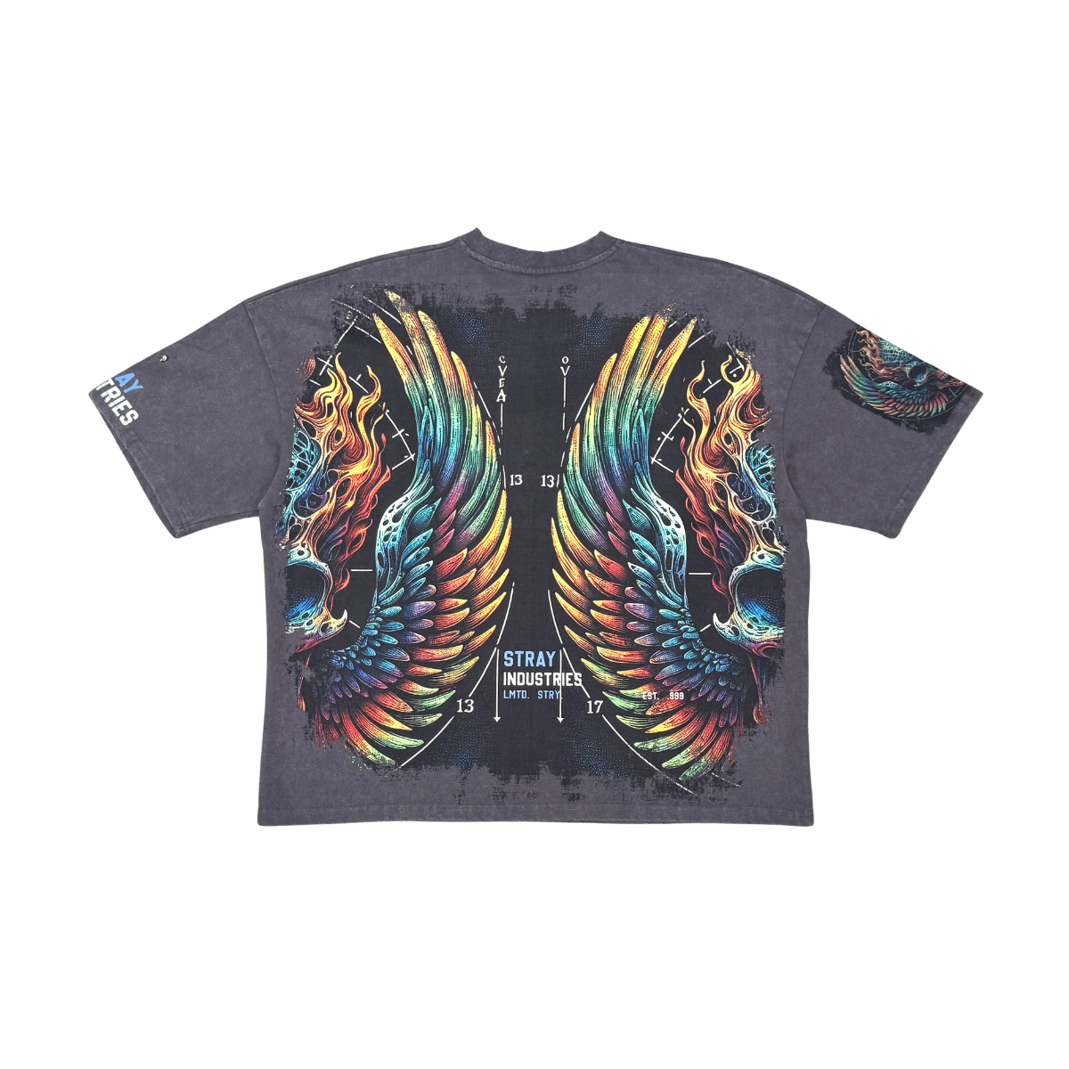 Burning skull tshirt by Stray, view 4
