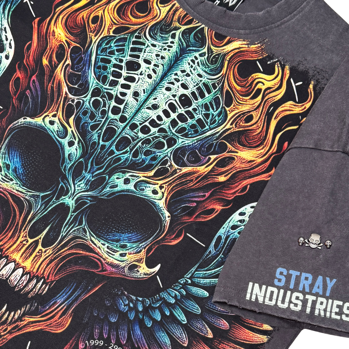 Burning skull tshirt by Stray, view 5